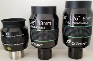 A typical 1X / 2X / 3X selection appropriate for a common telescope such as an 8-inch Dobsonian.
